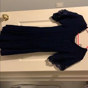 Dark blue off the shoulder romper